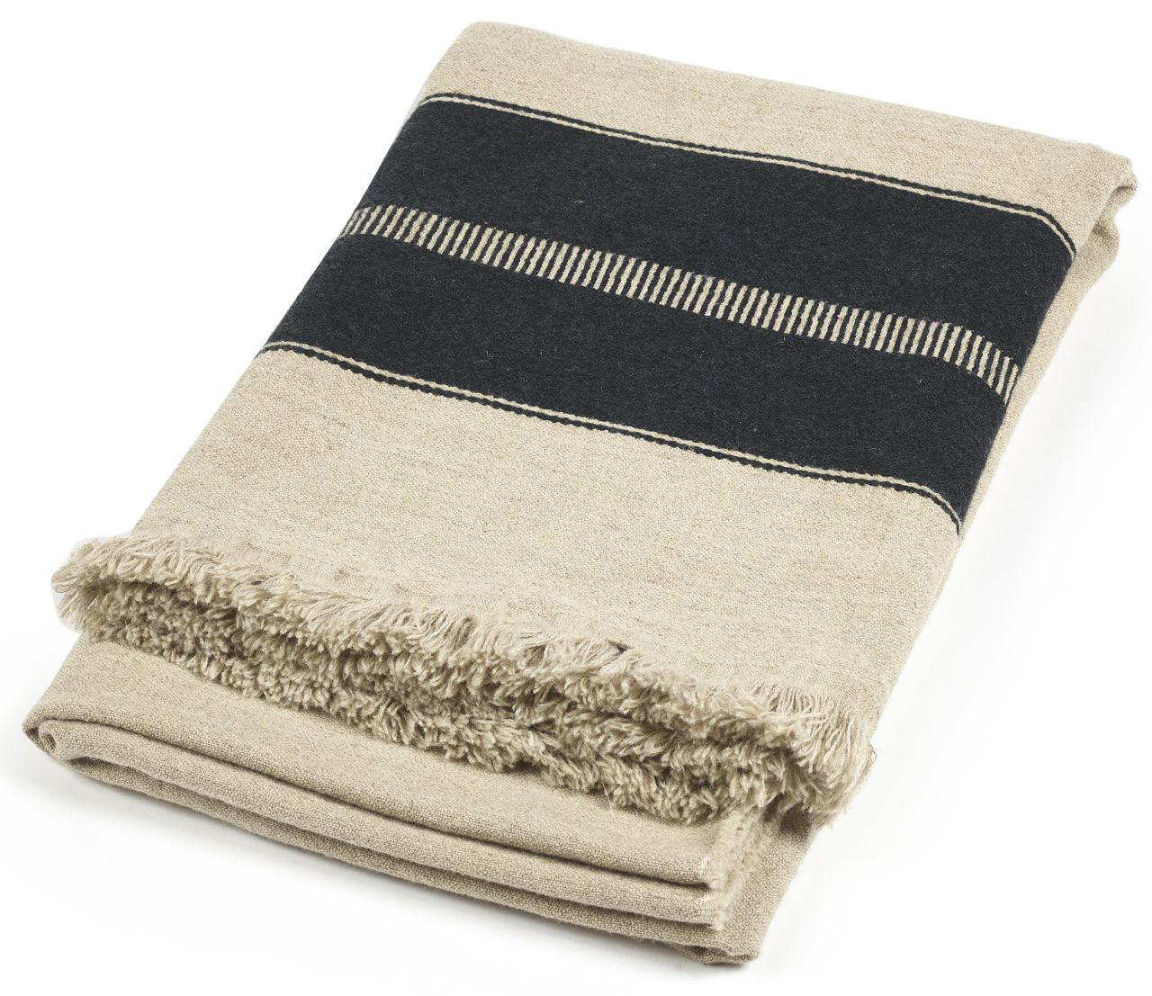 Libeco Plaid Marshall multi-beige/schwarz 140x220 cm Libeco Plaid Marshall multi-beige/schwarz 140x220 cm