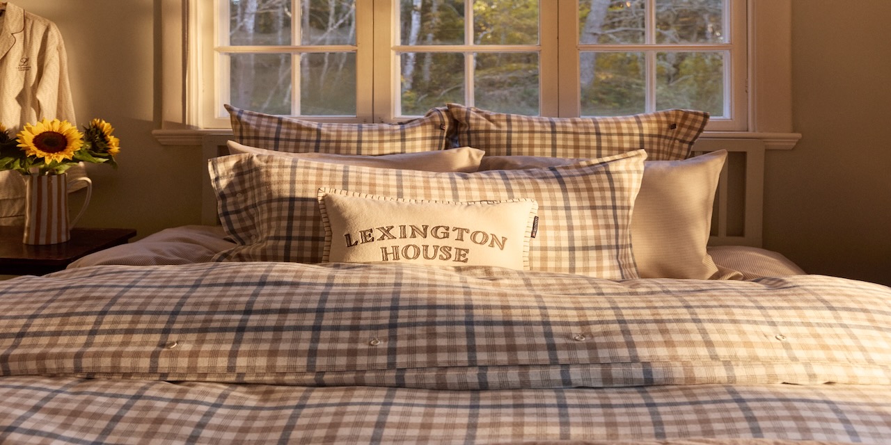 Lexington Bettwaesche Flanell Karo wei blau beige
