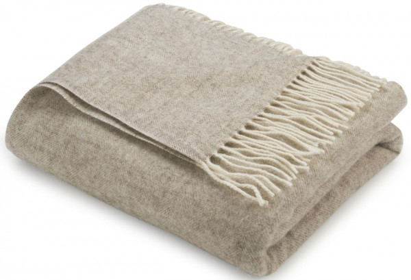 Wolldecke Merino Classic mit wollweißen Fransen