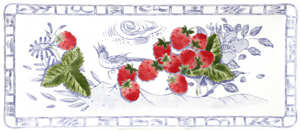 Gien Oiseau Bleu Fruits Königskuchenplatte